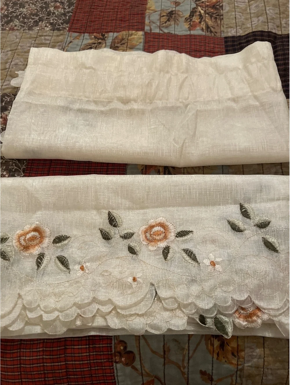 Embroidered Floral Lace Curtain Panel